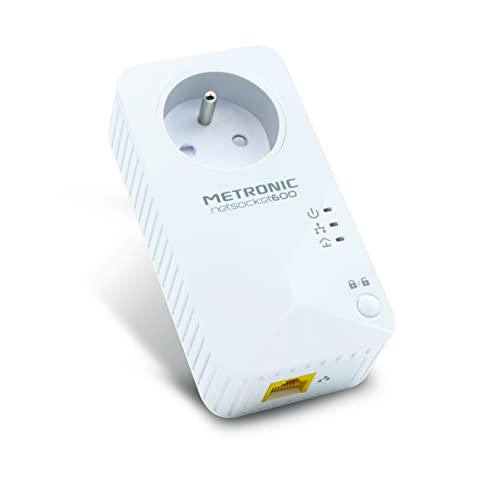 Metronic, Netzstecker mit 1 Port Fast Ethernet 100 MB/s und ausziehbarer Steckdose, 600 MB/s - 495466 von Metronic