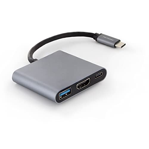 Metronic 395293 USB-C auf HDMI-Adapter, Typ-C auf 4K, HDMI, 3-in-1, USB-C auf HDMI, Konverter, USB-C auf HDMI, mit USB 3.0 und PD Typ-C von Metronic
