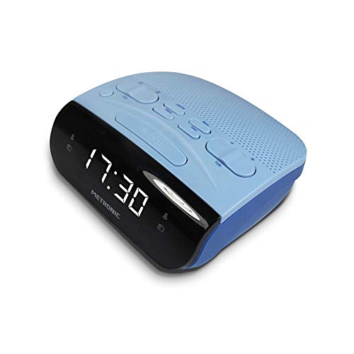 Metronic 477033 Uhrenradio - Radiowecker FM Radio Duo Colors LED Anzeige Blau/Schwarz von Metronic