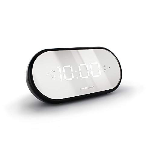 Metronic 477037 FM-Radiowecker, Spiegel, Doppelalarm, mit Sleep/Snooze-Funktion, einstellbare Helligkeit, progressiver Klingelton und Batterien, Schwarz Metronic 477037 FM-Radiowecker, Spiegel, Doppelalarm, mit Sleep/Snooze-Funktion, einstellbare Helligkeit, progressiver Klingelton und Batterien, Schwarz von Metronic