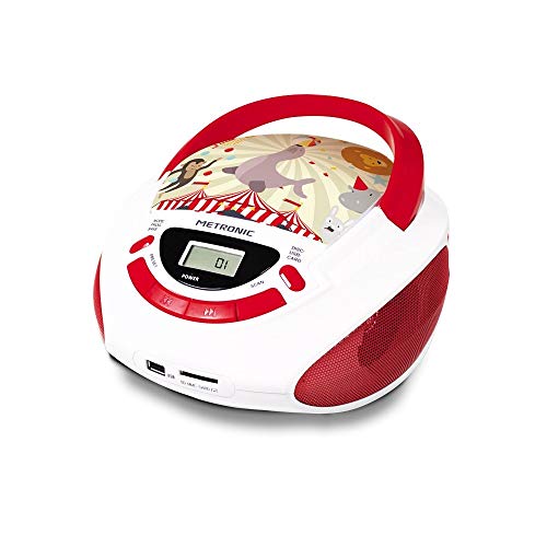 Metronic 477145 CD-Player für Kinder, Zirkus, mit USB-/AUX-IN-Port Rot/Weiß Metronic 477145 CD-Player für Kinder, Zirkus, mit USB-/AUX-IN-Port Rot/Weiß von Metronic