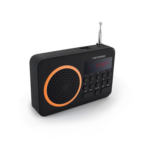 Metronic 477204 Tragbares UKW Radio Schwarz/Orange von Metronic