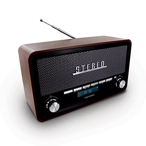 Metronic 477230 Vintage Digitalradio Bluetooth, DAB+ und FM RDS mit Audioeingang, Dual-Alarmfunktion und Dimmer von Metronic