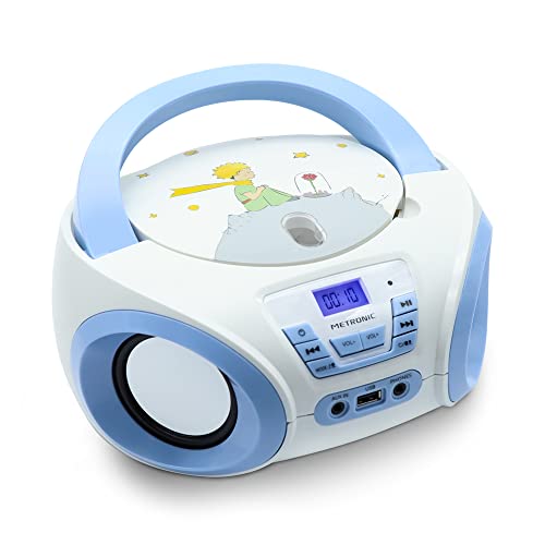 Metronic Le Petit Prince 477176 CD-Player mit USB-Anschluss und Audio-Eingang, Kopfhörerausgang, Batteriebetrieb oder Netzbetrieb - blau von Metronic