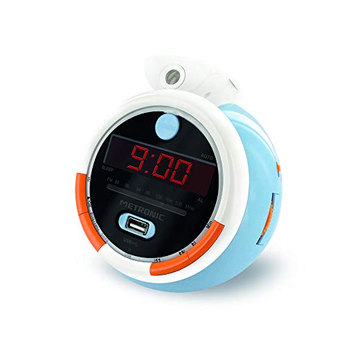 Metronic Le Petit Prince 477342 Radiowecker FM USB, Projektion Dual Alarm und Sleep/Snooze-Funktionen, Batterien zum Sichern der Uhrzeit von Metronic