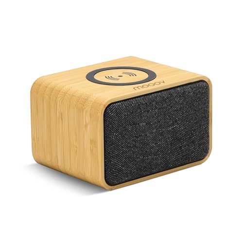 Metronic MOOOV, Tragbarer Bluetooth-Lautsprecher Bamboo mit Induktionsladegerät für Smartphone von Metronic