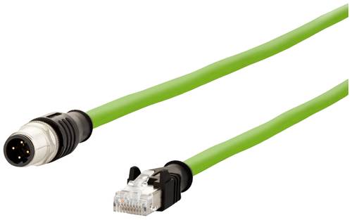 Metz Connect 142M4D15050 M12 Netzwerkkabel, Patchkabel CAT 5e S/UTP 5.00m Grün PUR-Mantel, Säurebe von Metz Connect