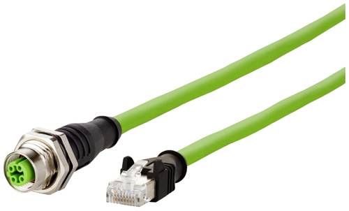 Metz Connect 142M4D25010 M12 Netzwerkkabel, Patchkabel CAT 5e S/UTP 1.00m Grün PUR-Mantel, Säurebe von Metz Connect