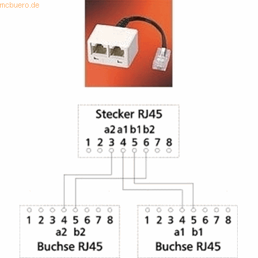 Metz Connect Adapter UAE WE8(4) auf 2 x RJ45 - IEC-Norm a/b von Metz Connect