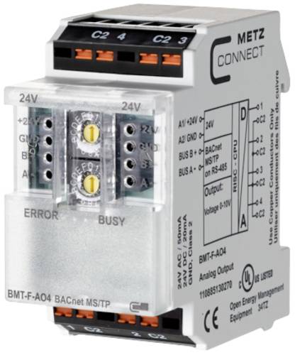 Metz Connect BMT-F-AO4 BACnet MS/TP MS/TP-Modul 24 V/AC, 24 V/DC 50mA Anzahl Ausgänge:4 x Inhalt 1S von Metz Connect