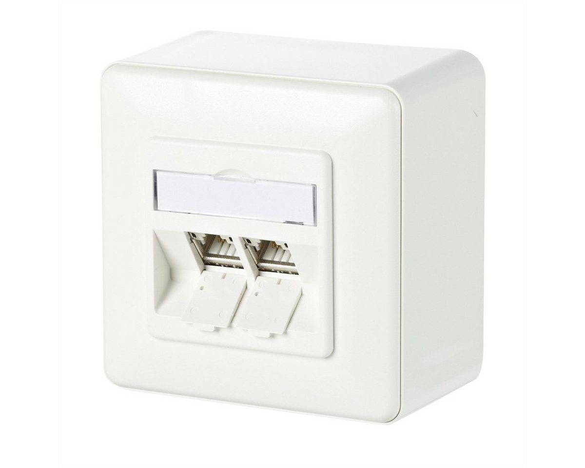 Metz Connect C6Amodul 2 Port 180° AP-Dose Netzwerk-Panel (bestückt, 2 Ports, reinweiß RAL9010) von Metz Connect