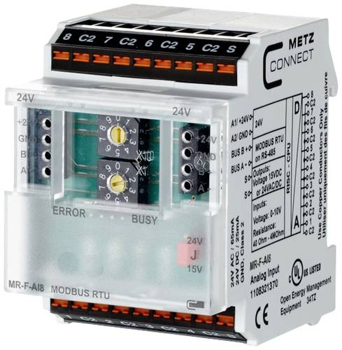 Metz Connect MR-F-AI8 Modbus RTU Modbus-Modul 24 V/AC, 24 V/DC 65mA Inhalt 1St. von Metz Connect