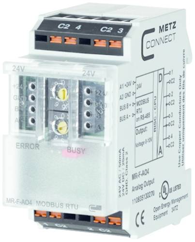 Metz Connect MR-F-AO4 Modbus RTU Modbus-Modul 24 V/AC, 24 V/DC 50mA Anzahl Ausgänge:4 x Inhalt 1St. von Metz Connect