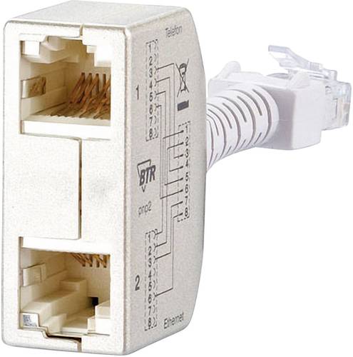 Metz Connect RJ45 Netzwerk Y-Adapter CAT 5 [2x RJ45-Buchse - 1x RJ45-Stecker] Silber von Metz Connect