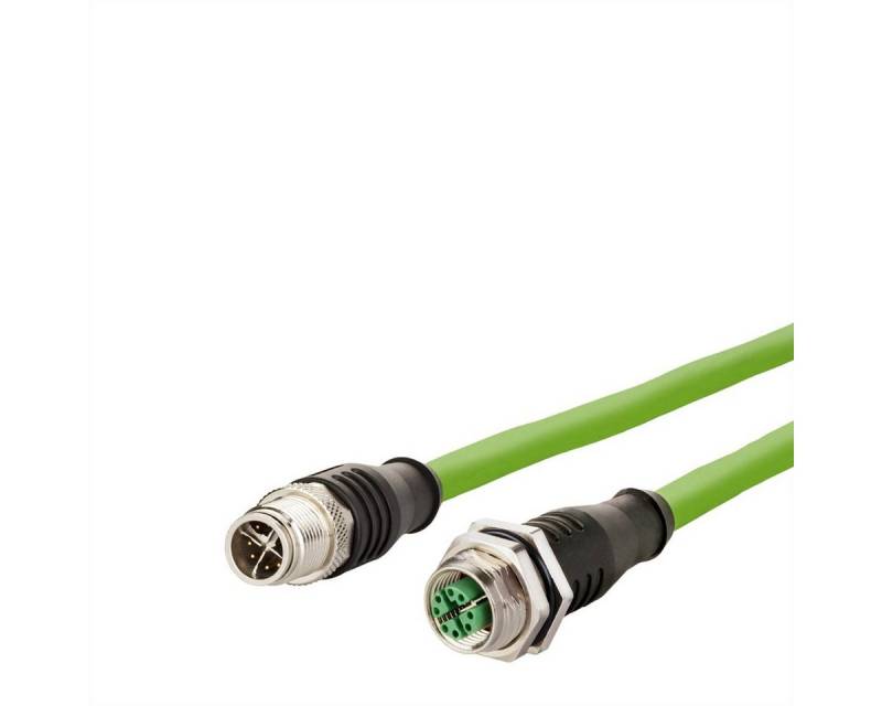 Metz Connect Verbindungsleitung M12 BU-M12 ST, 8-pol X-kodiert LAN-Kabel, M12-X Männlich (Stecker), M12-X Weiblich (Buchse) (100.0 cm), gerade-gerade von Metz Connect