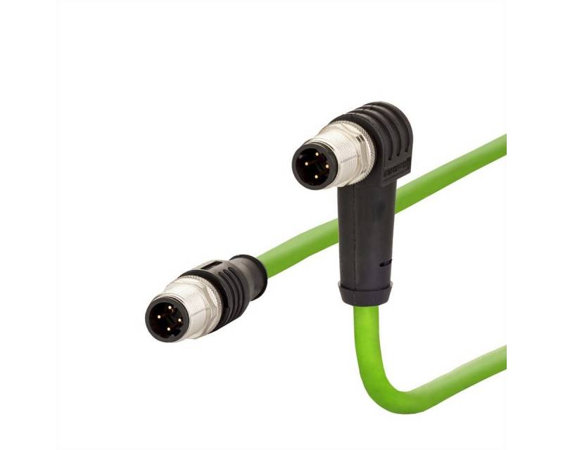 Metz Connect Verbindungsleitung M12 ST-M12 ST, 4-pol D-kodiert LAN-Kabel, M12-D Männlich (Stecker), M12-D Männlich (Stecker) (200.0 cm), gewinkelt-gerade von Metz Connect