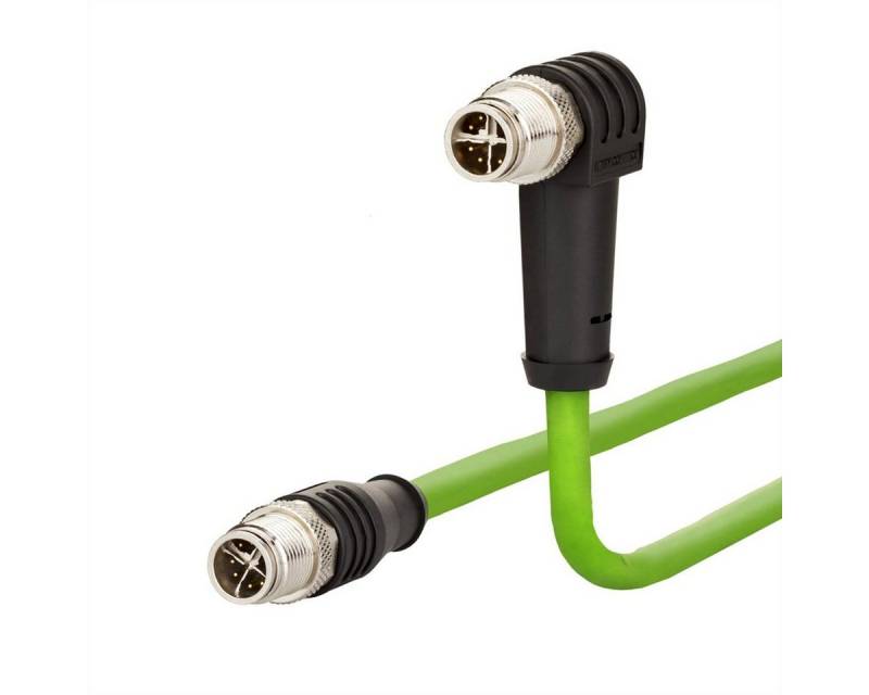 Metz Connect Verbindungsleitung M12 ST-M12 ST, 8-pol X-kodiert LAN-Kabel, M12-X Männlich (Stecker), M12-X Männlich (Stecker) (1000.0 cm), gewinkelt-gerade von Metz Connect