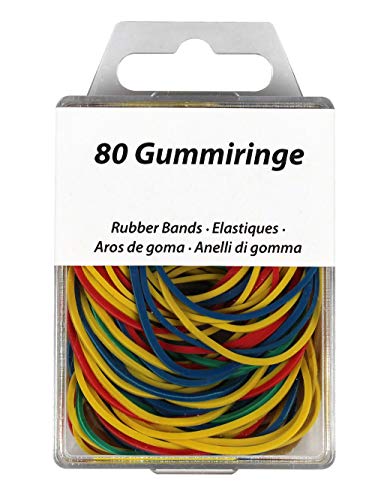 80 Gummiringe, farbig sortiert, in wiederverschließbarer Kunststoffdose von Metzger & Mendle