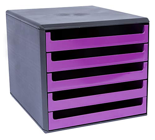 Schubladenbox, Gehäuse Anthrazit, Berry-Violett von Metzger + Mendle
