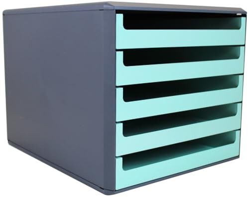 Schubladenbox, Gehäuse Anthrazit, Recycling Blauer Engel, Minze von Metzger & Mendle