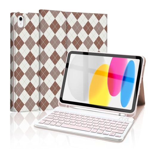 Mewealth Tastaturhülle für iPad 11. 10. Generation mit Stifthalter, kabellose Tastaturabdeckung für 11. A16 11 Zoll 2025, 10. Generation 10,9 Zoll 2022, Diamantkariert, Braun, Rosa-Weiß Mewealth Tastaturhülle für iPad 11. 10. Generation mit Stifthalter, kabellose Tastaturabdeckung für 11. A16 11 Zoll 2025, 10. Generation 10,9 Zoll 2022, Diamantkariert, Braun, Rosa-Weiß von Mewealth