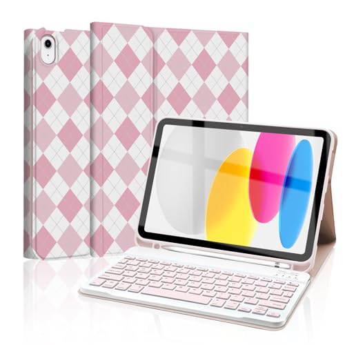 Mewealth Tastaturhülle für iPad 11. 10. Generation mit Stifthalter, kabellose Tastaturabdeckung für 11. A16 11 Zoll 2025, 10. Generation 10,9 Zoll 2022, Diamantkariert, Rosa-Hellrosa-Weiß Mewealth Tastaturhülle für iPad 11. 10. Generation mit Stifthalter, kabellose Tastaturabdeckung für 11. A16 11 Zoll 2025, 10. Generation 10,9 Zoll 2022, Diamantkariert, Rosa-Hellrosa-Weiß von Mewealth
