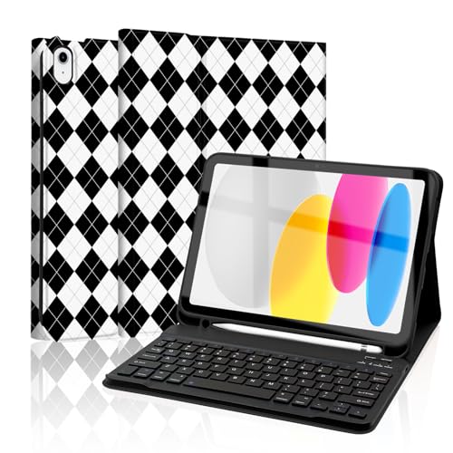 Mewealth Tastaturhülle für iPad 11. 10. Generation mit Stifthalter, kabellose Tastaturabdeckung für 11. A16 11 Zoll 2025, 10. Generation 10,9 Zoll 2022, Diamantkariert, Schwarz-Weiß Mewealth Tastaturhülle für iPad 11. 10. Generation mit Stifthalter, kabellose Tastaturabdeckung für 11. A16 11 Zoll 2025, 10. Generation 10,9 Zoll 2022, Diamantkariert, Schwarz-Weiß von Mewealth