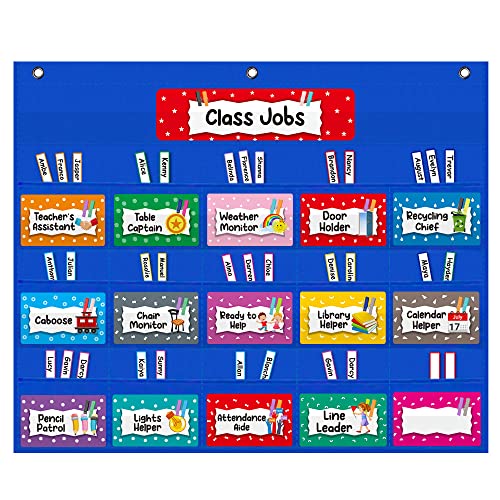 Mewise Klassenjob-Taschendiagramm für Klassenzimmer, Lehrerhelfer, Klassenzimmer-Management-Taschendiagramm von Mewise