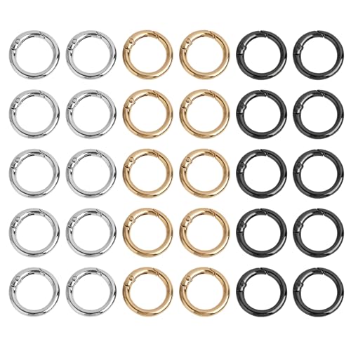 30 PCS Runde Karabiner 20mm, Zinklegierung Snap Ringe Für Schlüsselanhänger, Taschen, Geldbörsen Korrosionsbeständig, Leicht Und Langlebig in Gold, Silber Und Schwarz 30 PCS Runde Karabiner 20mm, Zinklegierung Snap Ringe Für Schlüsselanhänger, Taschen, Geldbörsen Korrosionsbeständig, Leicht Und Langlebig in Gold, Silber Und Schwarz von Mewtush