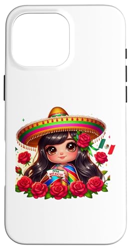Long Brown Haired Mexican Chibi Rosas Bonita Mexicana Rebozo Hülle für iPhone 16 Pro Max von MexiColor
