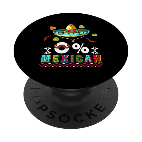 0% Mexican Cinco De Mayo Colorful Sombrero Costume Men PopSockets Klebender PopGrip von Mexican Culture Cinco De Mayo Costume