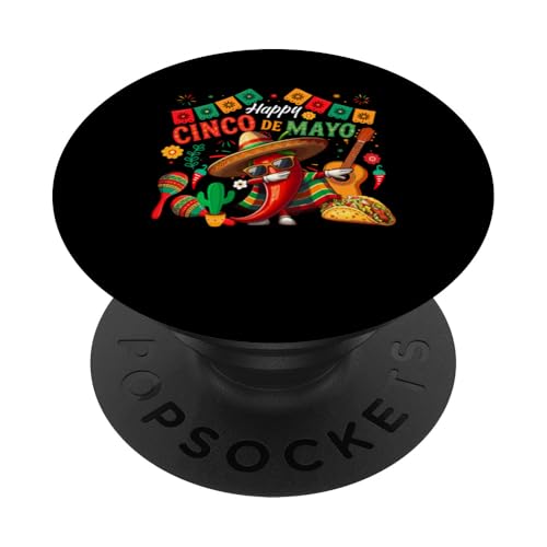 Happy Cinco De Mayo Dabbing Chilli Sombrero Mexican Party PopSockets Klebender PopGrip von Mexican Culture Cinco De Mayo Costume