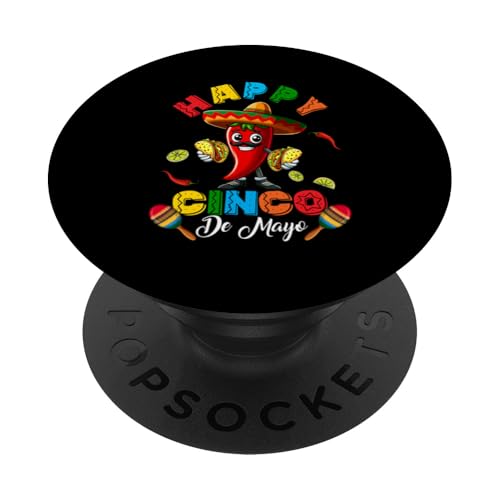 Happy Cinco De Mayo Mexican Chili Sombrero Taco Colorful PopSockets Klebender PopGrip von Mexican Culture Cinco De Mayo Costume