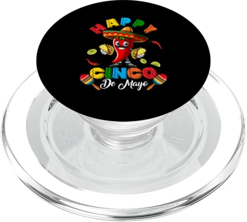Happy Cinco De Mayo Mexican Chili Sombrero Taco Colorful PopSockets PopGrip für MagSafe von Mexican Culture Cinco De Mayo Costume