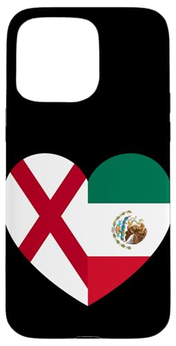 Alabama and Mexico Flags: Heart Shaped Unity Hülle für iPhone 15 Pro Max von Mexico Love Pride Merch
