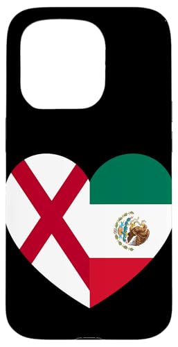 Alabama and Mexico Flags: Heart Shaped Unity Hülle für iPhone 15 Pro von Mexico Love Pride Merch