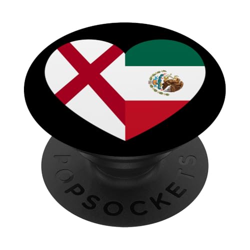 Alabama and Mexico Flags: Heart Shaped Unity PopSockets Klebender PopGrip von Mexico Love Pride Merch