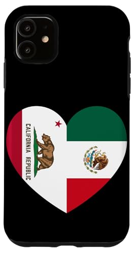 California and Mexico Flags: Heart Shaped Unity Hülle für iPhone 11 von Mexico Love Pride Merch