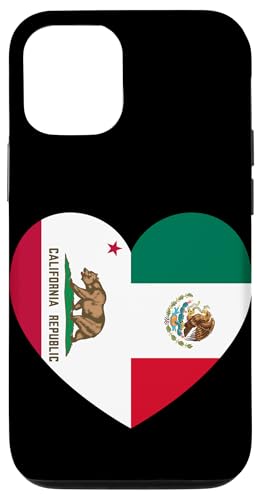 California and Mexico Flags: Heart Shaped Unity Hülle für iPhone 12/12 Pro von Mexico Love Pride Merch
