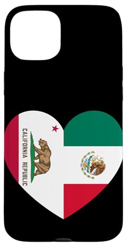 California and Mexico Flags: Heart Shaped Unity Hülle für iPhone 15 Plus von Mexico Love Pride Merch