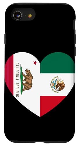 California and Mexico Flags: Heart Shaped Unity Hülle für iPhone SE (2020) / 7 / 8 von Mexico Love Pride Merch