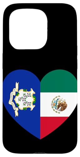 Connecticut and Mexico Flags: Heart Shaped Unity Hülle für iPhone 15 Pro von Mexico Love Pride Merch