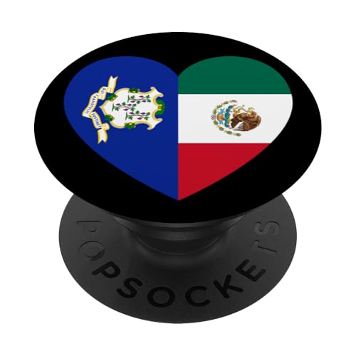 Connecticut and Mexico Flags: Heart Shaped Unity PopSockets Klebender PopGrip Connecticut and Mexico Flags: Heart Shaped Unity PopSockets Klebender PopGrip von Mexico Love Pride Merch