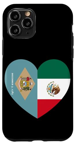 Delaware and Mexico Flags: Heart Shaped Unity Hülle für iPhone 11 Pro von Mexico Love Pride Merch