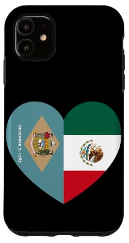 Delaware and Mexico Flags: Heart Shaped Unity Hülle für iPhone 11 von Mexico Love Pride Merch