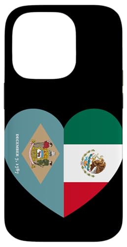 Delaware and Mexico Flags: Heart Shaped Unity Hülle für iPhone 14 Pro von Mexico Love Pride Merch