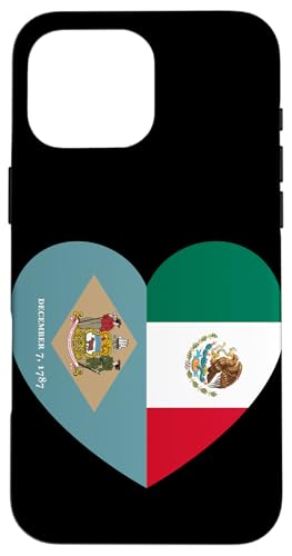 Delaware and Mexico Flags: Heart Shaped Unity Hülle für iPhone 16 Pro Max von Mexico Love Pride Merch