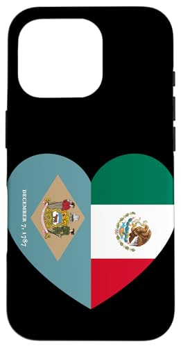 Delaware and Mexico Flags: Heart Shaped Unity Hülle für iPhone 16 Pro von Mexico Love Pride Merch