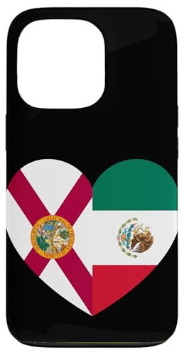 Florida and Mexico Flags: Heart Shaped Unity Hülle für iPhone 13 Pro von Mexico Love Pride Merch