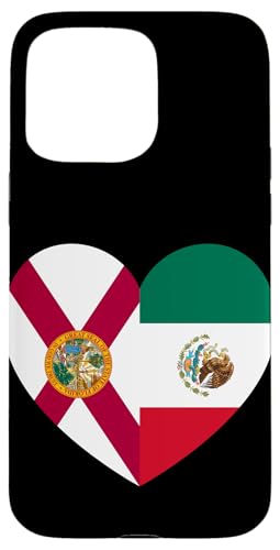 Florida and Mexico Flags: Heart Shaped Unity Hülle für iPhone 15 Pro Max von Mexico Love Pride Merch